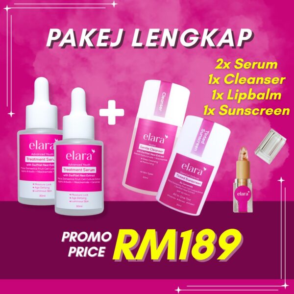 Pakej 2 Serum + 1 Cleanser + 1 Sunscreen + 1 Lipbalm